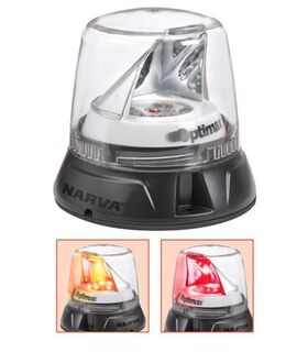 10-33 VOLT OPTIMAX LED ROTATING BEACON DUAL COLOUR -AMBER/RED, FLANGE MOUNT