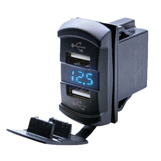 DUAL USB SOCKET WITH VOLTMETER DASH MOUNT