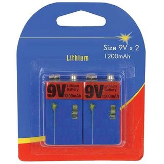 9V BATTERY Lithium 1200mAh 2pk