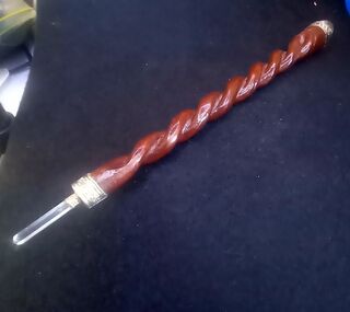 Rose Wood Wand with Clear Quartz Ends