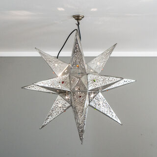 Tin Star Lantern Large Silver