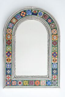 Mexican Tin & Tile Mirror Arch