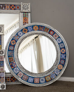 Mexican Tin & Tile Mirror Round