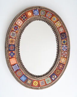 Mexican Tin & Tile Mirror Oval