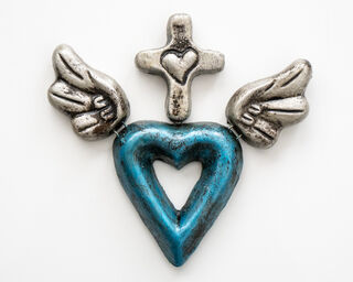 Sacred Heart with Cross Blue
