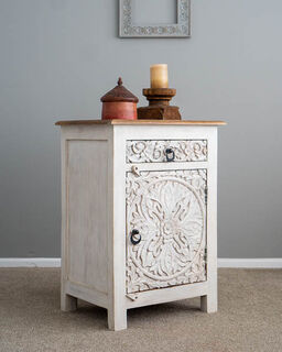 Goa Bedside Table White/Natural