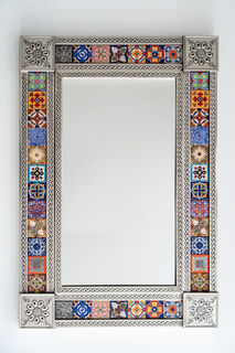 Mexican Tin & Tile Mirror Rectangle Large