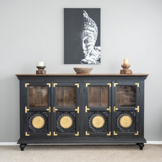 Pondicherry Brass/Glass Sideboard Black