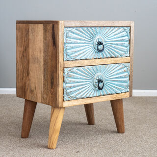 Delfi Side Table Drawers Blue