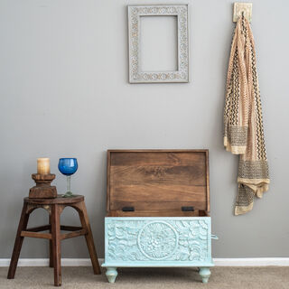 Small Boho Blanket Box H Blue