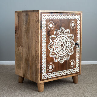 Teak Cosmos Side Table White