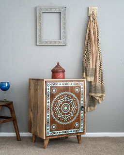 Teak Cosmos Side Table Blue