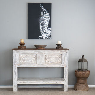 Boho Indian Console Whitewashed