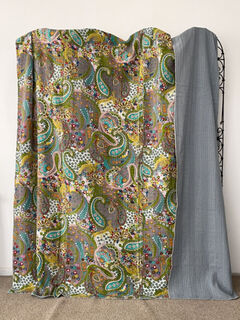 Gypsy Paisley Kantha Quilt Grey