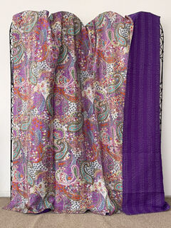 Gypsy Paisley Kantha Quilt Purple