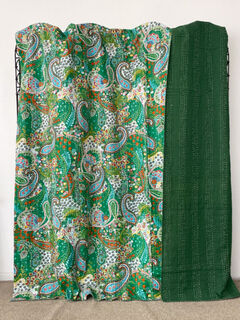 Gypsy Paisley Kantha Quilt Green