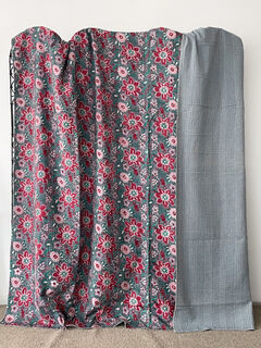 English Cottage Kantha Quilt Grey