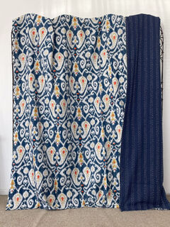 Ikat Kantha Quilt Navy