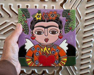 Large Mexican Tile Frida Heart