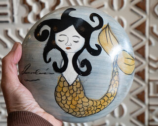 Hand Painted Wall Art Mermaid Yellow