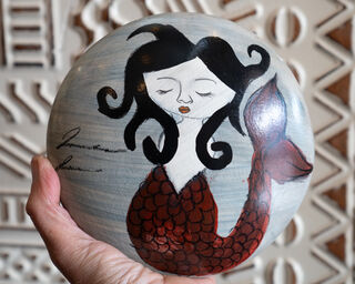 Hand Painted Wall Art Mermaid Brown