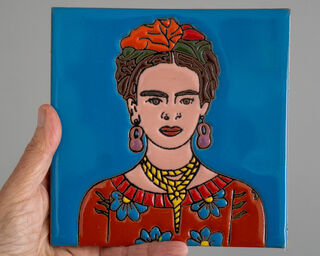 Large Mexican Tile Frida Blue