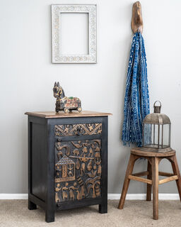 Tribal Bedside Table Black