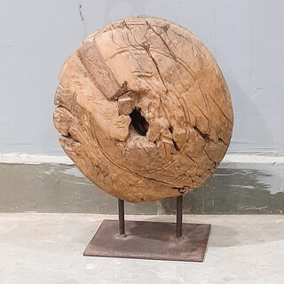 Old Wagon Wheel on Stand