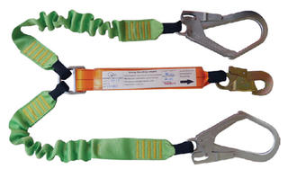 Lanyard Elasticated Double Leg 2m - 1 Double Action hook and twin scaffolding hooks