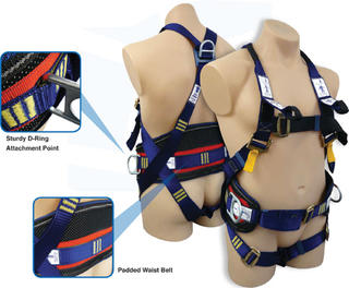 Full body harness padded waist belt large work positioning D rings SBE5