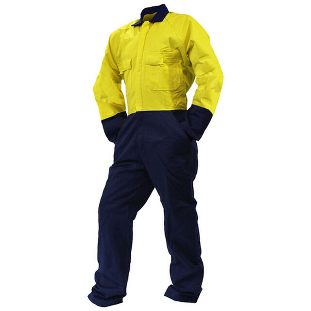 100% Day Only Cotton Overall Navy Yellow 
