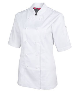 Ladies Short Sleeve Vented Chefs Jacket White