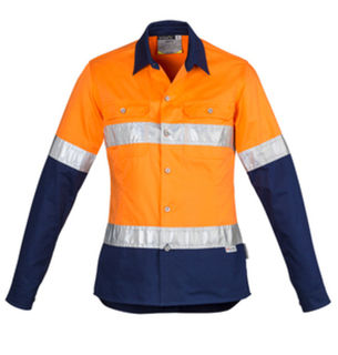 Women Hi Vis Spliced Industrial Shirt Orange Navy