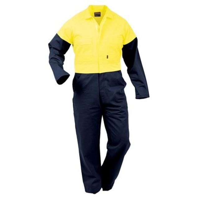 Overall Workzone Day Only Cotton Zip Yellow Navy