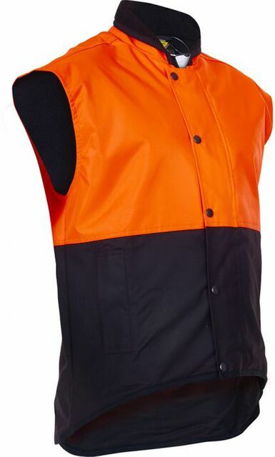 Caution Oilskin D/O Sleeveless Vest Fluoro Orange Brown