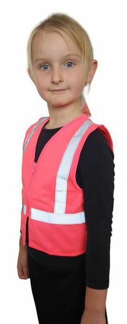 Caution Children's Hi-Vis Safety Vest Pink
