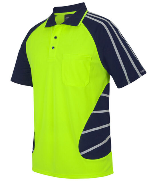 JB's Street Polo With Reflective Strips Lime Navy
