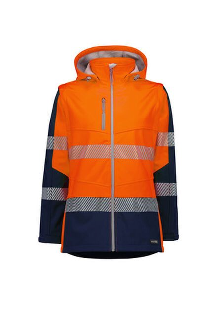 Womens Streetworx 2 In 1 Stretch Softshell Jacket Orange Navy