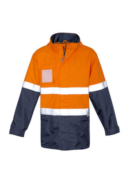 Mens Hi Vis Ultralite Waterproof Jacket Orange Navy
