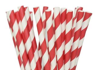 Red Striped Paper Straws - 25 Pack