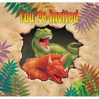 Dino Blast Party Invitations - 8 Pack